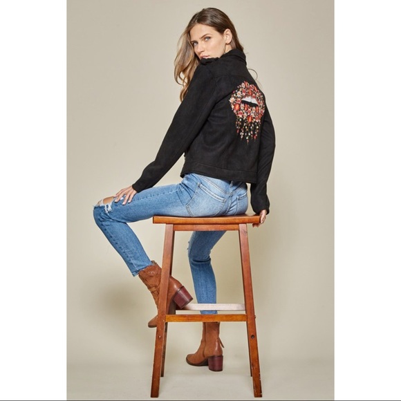 LAST ONE - REBEL FAUX SUEDE JACKET BLACK - Picture 3 of 8